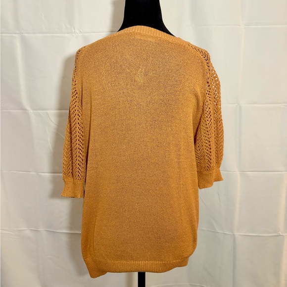 Women's V-Neck Knit Sweater - Orange - Picture 3 of 4